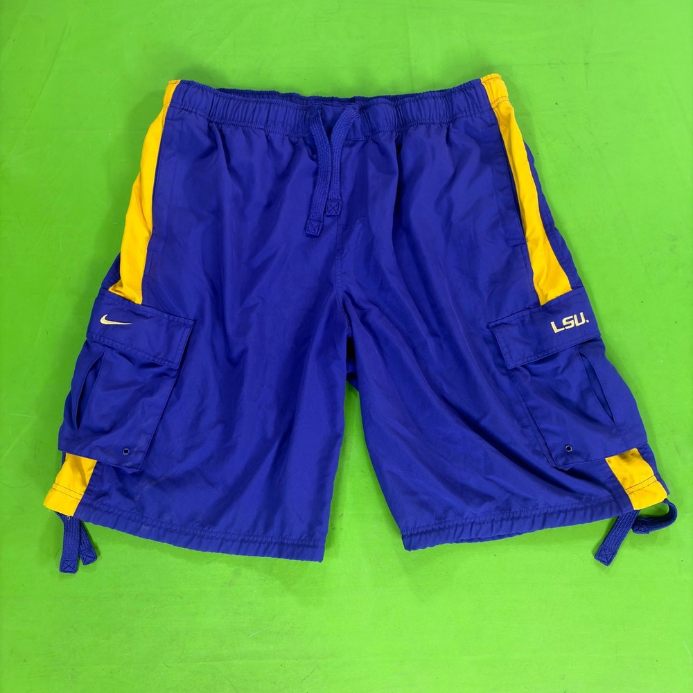 LSU Tigers Nike Athletic Cargo Shorts Mens XL Purple/Gold NCAA Team Drawstring